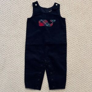 Vineyard Vines Tartan Plaid Whale Navy Corduroy Overalls